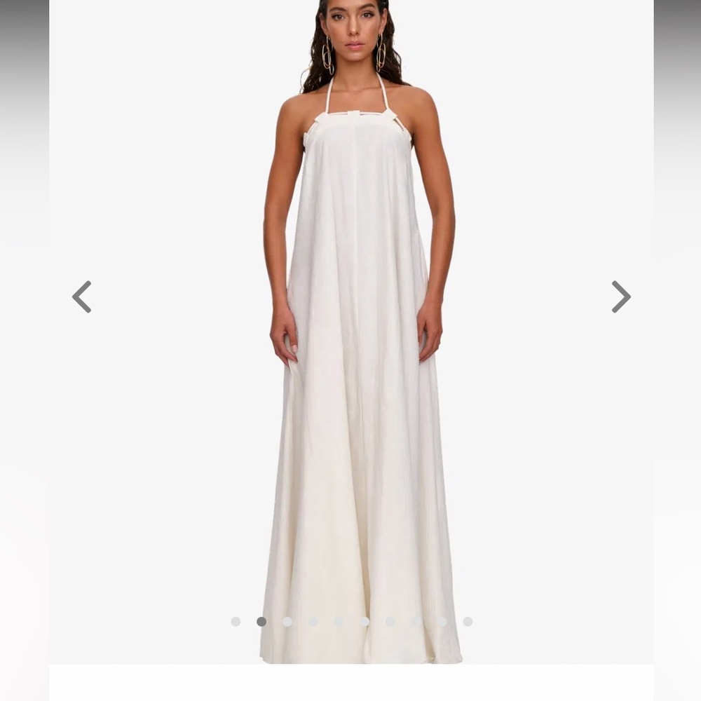 ANDREA IYAMAH
ESSI MAXI DRESS - LIMESTONE White Cross-Strap Halter Maxi Dress